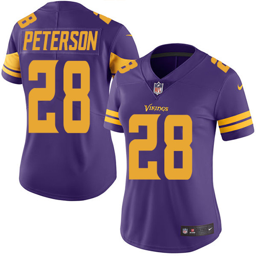 Women's Elite Adrian Peterson Nike Jersey Purple - #28 Rush NFL Minnesota Vikings